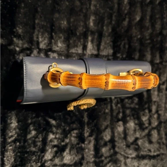 Gucci Navy and Red Shoulder Bag with Bamboo Handle - Picture 6 of 12